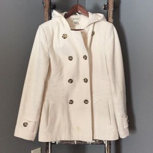 Wool Pea Coat - Off White - Medium Tall